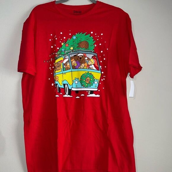 Red Christmas Scooby Doo And The Gang T-Shirt The Mystery Machine Xmas - Picture 1 of 5